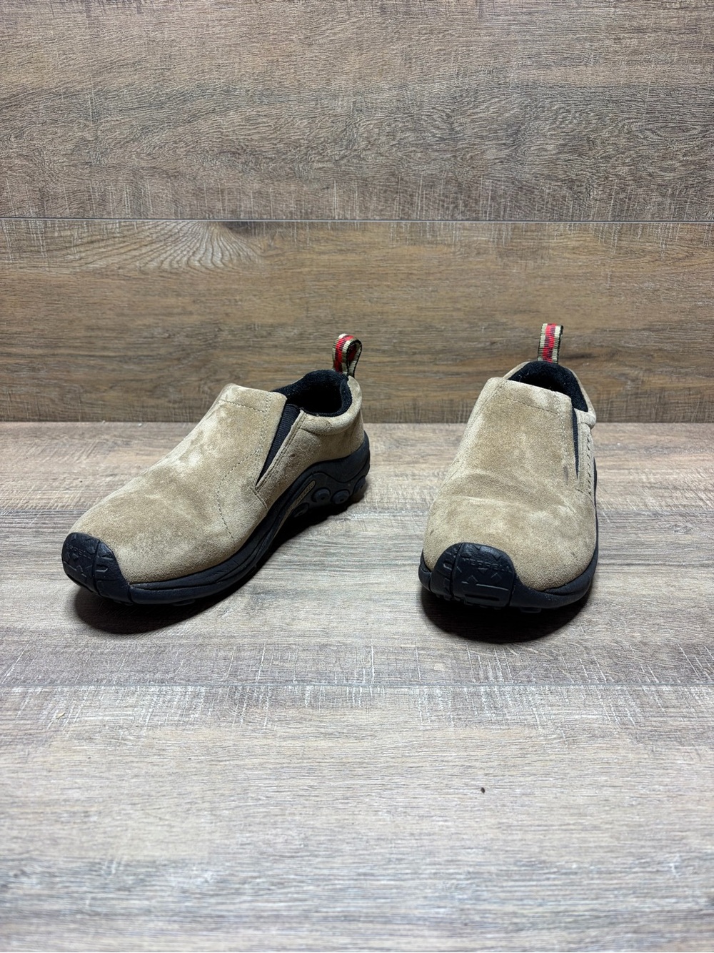 Merrell Women’s Slip-On Suede Mules in Light Taupe